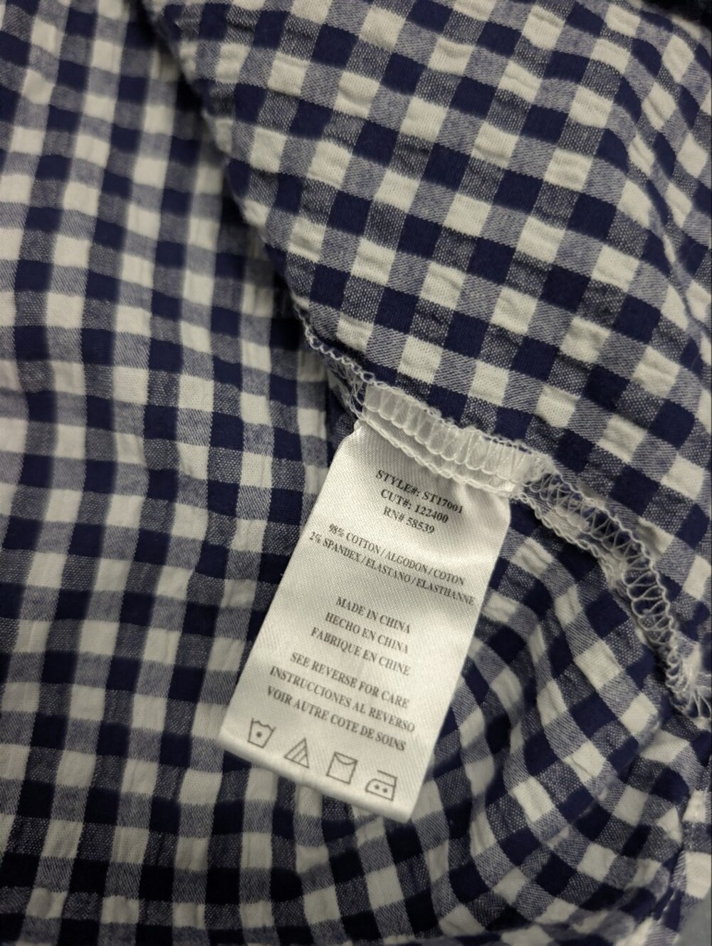 KUT from the Kloth Women's Blue & White Gingham Button Down Shirt - Size L Stret - Picture 3 of 4